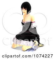 Clipart 3d Gothic Young Woman Kneeling In A Black Dress 1 Royalty Free CGI Illustration by Ralf61