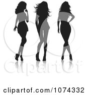 Clipart Three Sexy Silhouetted Women And Reflections Royalty Free Vector Illustration by KJ Pargeter