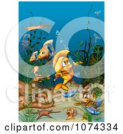 Poster, Art Print Of Fish Biting A Pencil And Surrounded By Other Sea Creatures