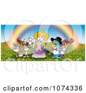 Poster, Art Print Of Animals Surrounding A Princess Under A Rainbow