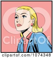 Clipart Retro Pop Art Blond Woman Looking Up Royalty Free Vector Illustration
