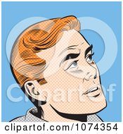 Poster, Art Print Of Retro Pop Art Red Haired Man Looking Up