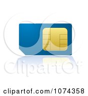 3d Blue And Gold Cell Phone Sim Card With A Reflection