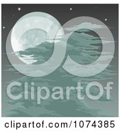 Clipart Spooky Full Moon Sky With Clouds Or Fog Royalty Free Vector Illustration