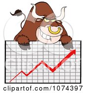 Poster, Art Print Of Grinning Brown Market Bull Over A Financial Chart