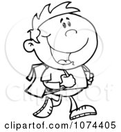 Clipart Outlined School Boy Walking To School Royalty Free Vector Illustration