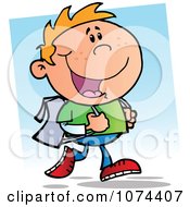 Clipart Caucasian School Boy Walking To School Royalty Free Vector Illustration