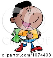 Clipart Black School Boy Walking To School Royalty Free Vector Illustration by Hit Toon