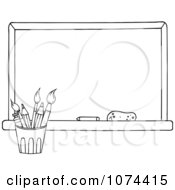 Poster, Art Print Of Outlined School Chalkboard And Pencil Cup