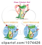 Clipart Holiday Musician Dinosaurs Royalty Free Vector Illustration