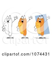 Clipart Waving Hot Dogs Royalty Free Vector Illustration