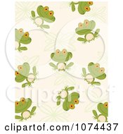 Poster, Art Print Of Frog And Leaf Pattern Background