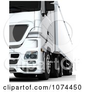 Poster, Art Print Of 3d Low Front View Of A Big Rig