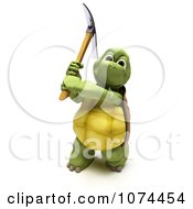 Poster, Art Print Of 3d Tortoise Swinging A Pickaxe