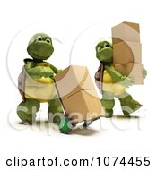 Poster, Art Print Of 3d Tortoises Carrying Shipping Boxes