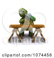 Clipart 3d Tortoise Using A Circular Saw Royalty Free CGI Illustration