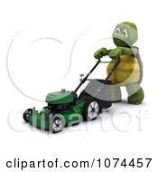Poster, Art Print Of 3d Tortoise Pushing A Lawn Mower