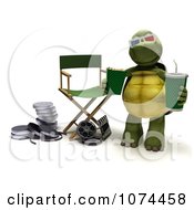 Clipart 3d Tortoise With Filming Equiment And Movie Snacks Royalty Free CGI Illustration