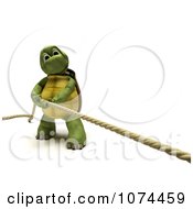 Poster, Art Print Of 3d Tortoise Pulling A Rope