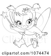 Poster, Art Print Of Outlined Baby Fairy Holding Up A Wand