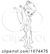 Clipart Outlined Sexy Fairy Looking Back Royalty Free Vector Illustration