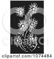 Poster, Art Print Of Black And White Woodcut Daisy Flowers