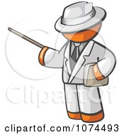 Poster, Art Print Of Orange Man Teacher Using A Pointer In A White Suit