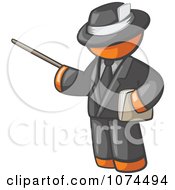 Poster, Art Print Of Orange Man Teacher Using A Pointer In A Black Suit