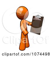Poster, Art Print Of Orange Man Holding A Clipboard