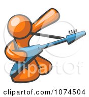 Poster, Art Print Of Orange Man Guitarist Musician Playing On His Knees