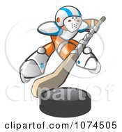 Clipart Orange Man Hockey Player Royalty Free Vector Illustration