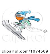 Clipart Orange Man Skier Royalty Free Vector Illustration