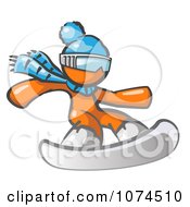 Clipart Orange Man Snowboarder Royalty Free Vector Illustration