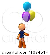 Poster, Art Print Of Orange Man With Party Balloons