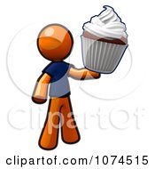 Poster, Art Print Of Orange Man Holding A Cupcake