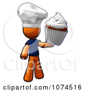 Poster, Art Print Of Orange Man Chef Holding A Cupcake