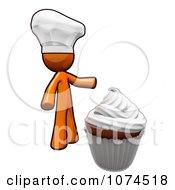 Poster, Art Print Of Orange Man Chef By A Cupcake