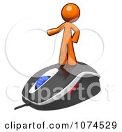 Poster, Art Print Of 3d Orange Man Standing On A Computer Mouse