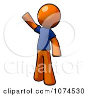 Poster, Art Print Of Orange Man Waving In A Blue Shirt