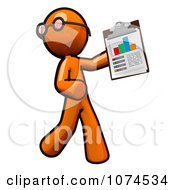Poster, Art Print Of Orange Man Holding A Chart On A Clipboard 1