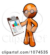 Clipart Orange Man Holding A Chart On A Clipboard 2 Royalty Free Illustration