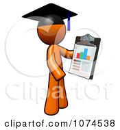 Poster, Art Print Of Orange Man Graduate Holding A Chart On A Clipboard