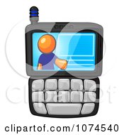 Poster, Art Print Of Orange Man On A Cell Phone Display