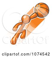 Clipart Orange Man Flying With A Basketball Royalty Free Vector Illustration