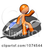 Poster, Art Print Of 3d Orange Man Waving On A Computer Mouse