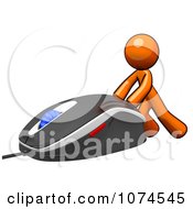 Poster, Art Print Of 3d Orange Man Pushing A Computer Mouse 1