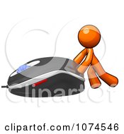 Poster, Art Print Of 3d Orange Man Pushing A Computer Mouse 2