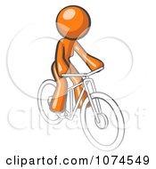 Orange Woman Riding A Bicycle