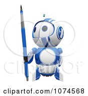 Cute 3d Blueberry Robot Holding A Pencil