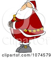 Clipart Santa Trying To Zip Up His Suit Royalty Free Vector Illustration